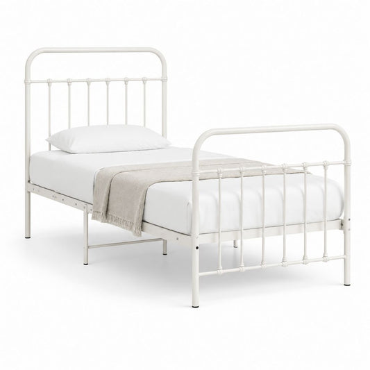 Lit simple cadre de lit blanc en acier 90 x 190 cm