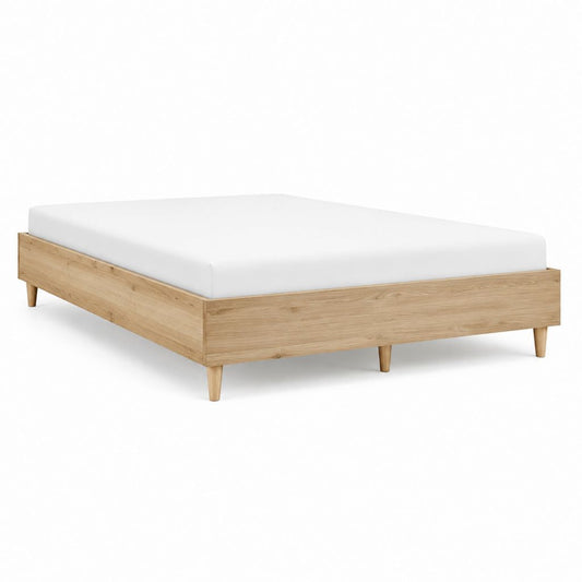 Cadre de lit double en chêne clair 160 x 200 cm avec pieds coniques